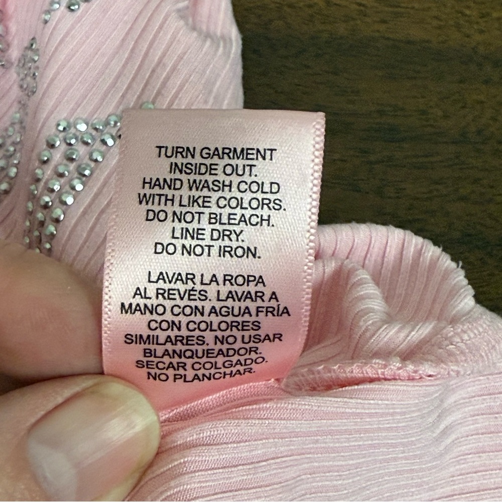 Juicy Couture Pink Rhinestone Tank L | Ribbed Sleepwear Lounge Cami Top - Picture 7 of 8